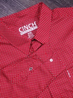 Cinch Modern Fit Western Shirt Mens XXL Red Geometric Button Up Cowboy Rodeo